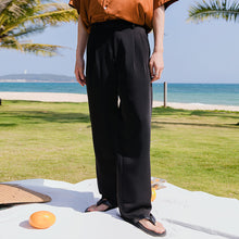 Load image into Gallery viewer, Sicilian men&#39;s black suit casual pants men&#39;s summer thin section Hong Kong style solid color drape loose straight mopping pants
