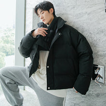 Load image into Gallery viewer, Sicilian men&#39;s bakery suit with cute bear scarf loose trend thickening stand collar jacket for men
