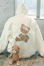 Load image into Gallery viewer, Sicilian men&#39;s clothing spring with bags trend reflective bear print all-match loose men&#39;s hooded sweater with long sleeves
