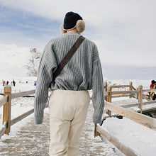 Load image into Gallery viewer, Sicilian men&#39;s clothing fast delivery ~ vertical stripes bottoming sweater loose thick round neck sweater men
