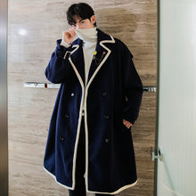 Load image into Gallery viewer, Sicilian men&#39;s winter new woolen coat badge contrast stitching loose youth Japanese style jacket men
