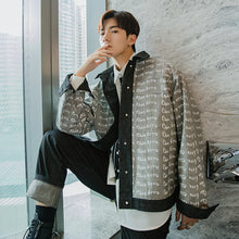 Load image into Gallery viewer, Sicilian men&#39;s autumn design sense of both sides wear denim jacket male Korean version of the trend letter men&#39;s printed jacket
