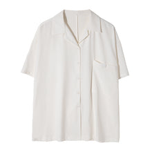 Load image into Gallery viewer, Sicilian men&#39;s short-sleeved shirt male Korean version of the trend loose men&#39;s casual white half-sleeved ice silk shirt
