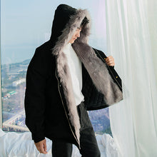 Load image into Gallery viewer, Sicilian Men&#39;s Fur Collar Hooded Cotton Jacket Thicken Warm Loose Casual Teenage Men&#39;s Jacket

