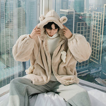 Load image into Gallery viewer, Sicilian Men&#39;s Winter New Thick Bear Head Hooded Sweater Cute Loose Casual Warm Rabbit Fleece Jacket Men

