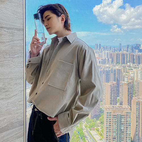 【Take a 40% off straight down】Autumn high-end shirt men's Korean style trendy handsome loose men's shirt jacket