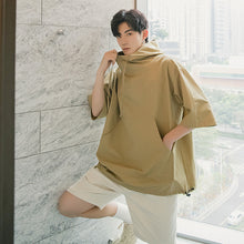 Load image into Gallery viewer, Sicilian men&#39;s summer hooded short-sleeved shirt male Korean version of the trend loose half-sleeved men&#39;s five-point sleeve shirt
