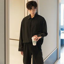 Load image into Gallery viewer, Sicilian men&#39;s spring Korean black long-sleeved shirt men&#39;s Korean version of the trend of men&#39;s loose casual shirt jacket
