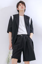 Load image into Gallery viewer, Sicilian men&#39;s striped contrast color casual suit men&#39;s summer thin loose short-sleeved ins handsome suit jacket
