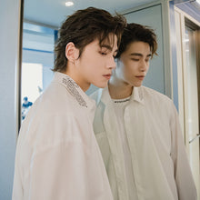 Load image into Gallery viewer, Sicilian men&#39;s autumn thin coat white shirt male Korean style trend loose men&#39;s printed white shirt
