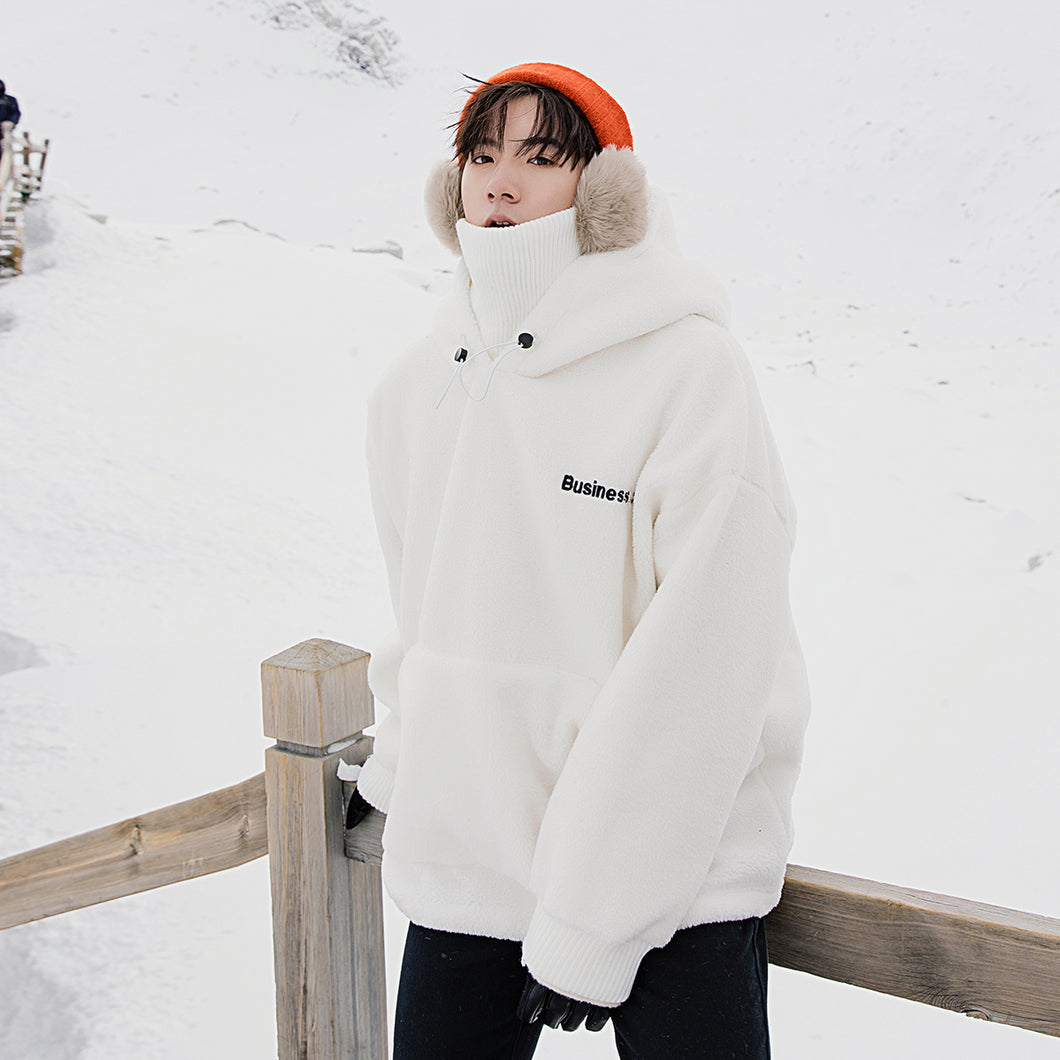 【Spot quick delivery】Fast delivery ~ plus fleece knitted tops men fake two hooded sweaters