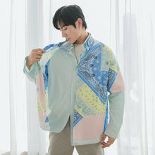 Load image into Gallery viewer, Sicilian men&#39;s spring style double-sided fake two-piece shirts men&#39;s design sense niche loose stitching flower shirt jacket
