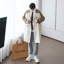 Load image into Gallery viewer, Sicilian men&#39;s autumn and winter new color matching jacket male handsome Korean style loose Hong Kong style long trench coat 2020 new
