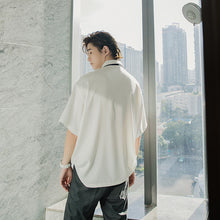 Load image into Gallery viewer, Sicilian men&#39;s college style tie short-sleeved white shirt men&#39;s Korean version of the trend loose men&#39;s ice silk white shirt
