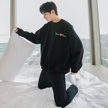 Load image into Gallery viewer, Sicilian men&#39;s new hedging long-sleeved design sense back zipper cute bear loose round neck white sweater
