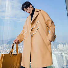 Load image into Gallery viewer, Sicilian men&#39;s winter new men&#39;s jacket suit collar Korean style handsome young horn button woolen coat
