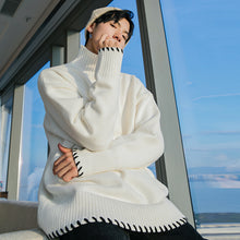 Load image into Gallery viewer, Sicilian men&#39;s winter new style open-thread knitted loose warm Korean version of the handsome young warm turtleneck sweater
