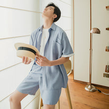 Load image into Gallery viewer, Sicilian men&#39;s summer thin short-sleeved shirt shorts two-piece Korean version of the trend of men&#39;s casual suit men

