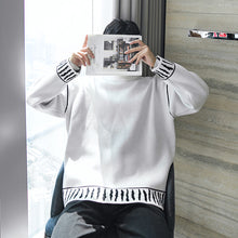 Load image into Gallery viewer, Sicilian men&#39;s autumn knit sweater design sense open line jacquard black trendy loose sweater pullover lazy wind
