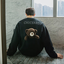 Load image into Gallery viewer, Sicilian men&#39;s clothing small fresh men&#39;s design sense cute top loose blue round neck bear sweater men&#39;s trend

