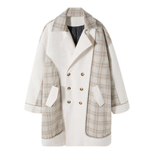 Load image into Gallery viewer, Sicilian men&#39;s winter new mid-length suit collar woolen coat contrast stitching Korean plaid jacket men
