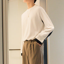 Load image into Gallery viewer, Sicilian men&#39;s autumn men&#39;s tops Korean version of the trend of loose inner base shirt stitching white long-sleeved T-shirt
