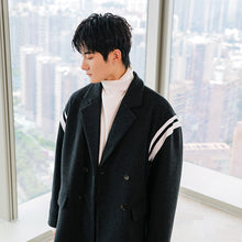 Load image into Gallery viewer, Sicilian men&#39;s handsome mid-length windbreaker stitching Korean loose autumn and winter woolen coat men
