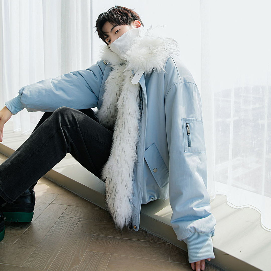 Sicilian men's winter new fur collar cotton coat Korean version of the trend loose handsome thickening young men's jacket 4495150496926 4495150496925 4495150496924 4495150496923