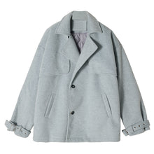 Load image into Gallery viewer, Sicilian men&#39;s men&#39;s short woolen coat men&#39;s Korean version of the trend of winter loose haze blue woolen coat men
