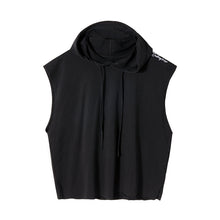 Load image into Gallery viewer, Sicilian men&#39;s summer thin black vest loose men&#39;s waistcoat sleeveless hooded sweater vest men trend
