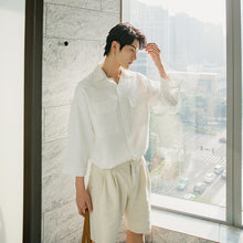 Load image into Gallery viewer, Sicilian men&#39;s summer thin three-quarter sleeve white shirt male Korean version of the trend loose men&#39;s white short-sleeved shirt
