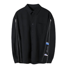 Load image into Gallery viewer, Sicilian men&#39;s spring clothes new men&#39;s Korean version of the trendy white shirt zipper embroidery loose casual handsome long sleeves
