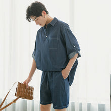 Load image into Gallery viewer, Sicilian men&#39;s summer thin short-sleeved shirt shorts two-piece loose men&#39;s trend casual suit men

