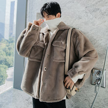 Load image into Gallery viewer, Sicilian men&#39;s winter new youth single-breasted jacket men&#39;s Korean version of the trend loose rabbit cashmere lapel coat
