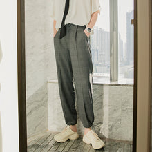 Load image into Gallery viewer, Sicilian men&#39;s summer thin plaid casual pants men&#39;s Korean version of the trend loose nine-point wide-leg pants

