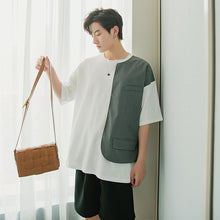 Load image into Gallery viewer, Sicilian men&#39;s summer Hong Kong style half-sleeved men&#39;s tide brand trend five-point sleeve loose boys stitching short-sleeved t-shirt
