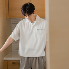 Load image into Gallery viewer, Sicilian men&#39;s summer Hong Kong style boys short-sleeved t-shirt tide brand trend loose chain pendant white Polo shirt
