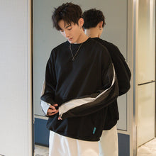 Load image into Gallery viewer, Sicilian men&#39;s spring Korean white men&#39;s shirt loose stitching fake two-piece round neck sweater men&#39;s trend
