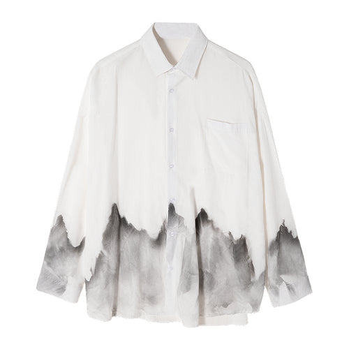Sicilian men's spring tie-dye white shirt male Korean version of the trend of men's loose long-sleeved white shirt jacket