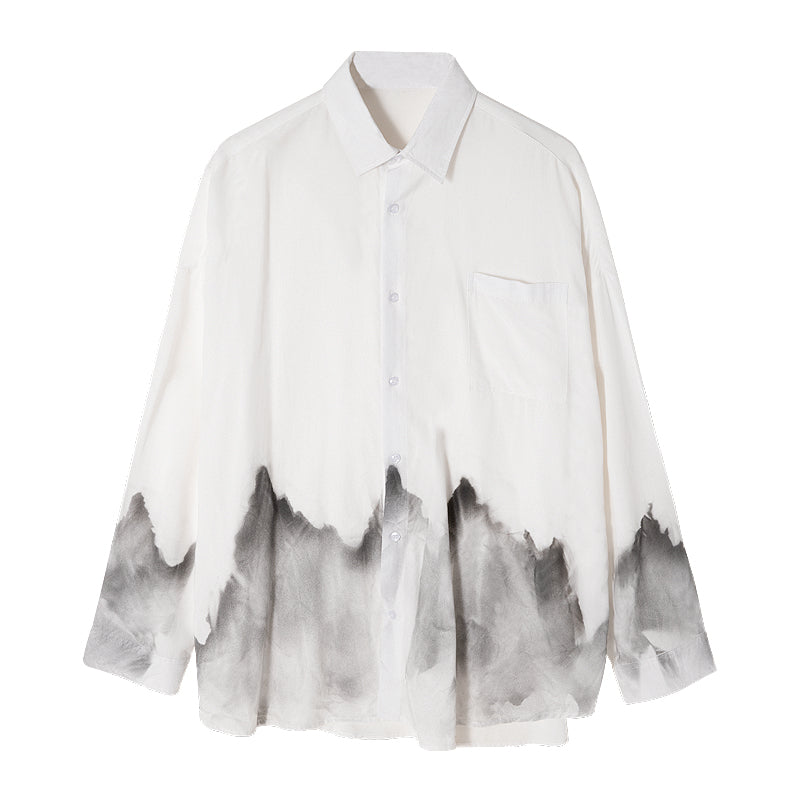 Sicilian men's spring tie-dye white shirt male Korean version of the trend of men's loose long-sleeved white shirt jacket
