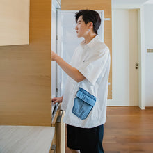 Load image into Gallery viewer, Sicilian men&#39;s design sense white short-sleeved shirt male Korean style trend loose half-sleeved stitching white shirt
