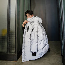 Load image into Gallery viewer, Sicilian men&#39;s winter loose mid-length reflective hooded cotton-padded jacket Korean version of the trend of men&#39;s casual jacket men
