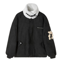 Load image into Gallery viewer, Sicilian men&#39;s winter new stand-up collar cotton-padded jacket design sense cute bear loose casual double-sided wear jacket men
