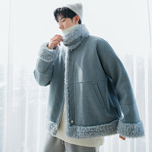 Load image into Gallery viewer, Sicilian men&#39;s lamb velvet thick woolen coat Korean style trendy warm men&#39;s stand-up collar jacket
