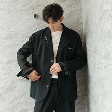 Load image into Gallery viewer, Sicilian men&#39;s spring black embroidery small suit jacket male Korean style trendy handsome loose casual suit
