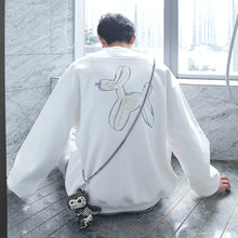 Load image into Gallery viewer, Sicilian men&#39;s white long-sleeved white long-sleeved back reflective accessories men&#39;s bag dinosaur loose trend casual sweater
