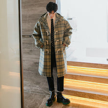 Load image into Gallery viewer, Sicilian men&#39;s mid-length over-the-knee horn button coat British style hooded woolen coat
