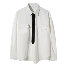 Load image into Gallery viewer, 【Take a 40% off straight down】College wind tie white shirt Korean fashion casual men&#39;s white shirt jacket
