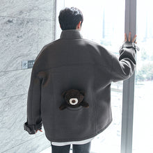 Load image into Gallery viewer, Sicilian Men&#39;s Youth Pure Color Short Woolen Back Bear Loose Casual Men&#39;s Jacket
