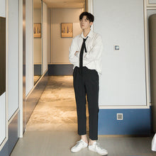 Load image into Gallery viewer, Sicilian men&#39;s spring college style white tie shirt male Korean style trend loose men handsome white shirt
